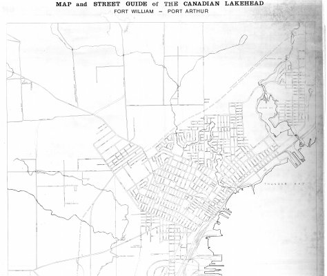 Map and Street Guide of the Canadian Lakehead : Fort William - Port Arthur (top half - Port Arthur)