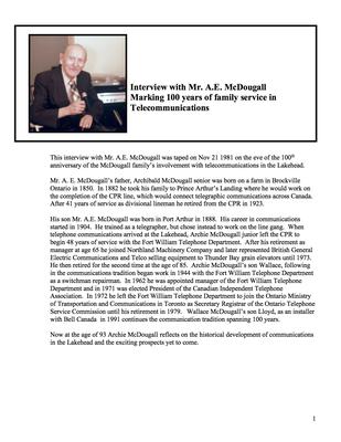 Interview with A.E. McDougall