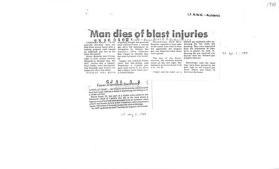 Man dies of blast injuries