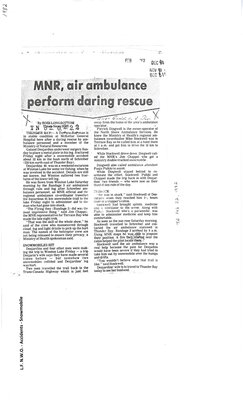 MNR, air ambulance perform daring rescue