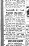 Patrick Critton Named Hijacker