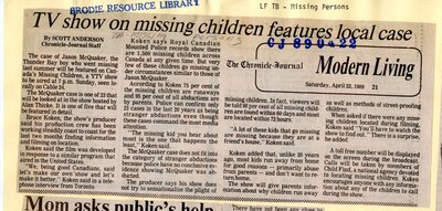 TV Show On Missing Children Features Local Case