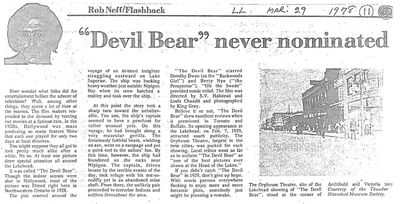 "Devil Bear" never nominated