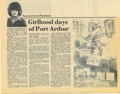 Girlhood days of Port Arthur