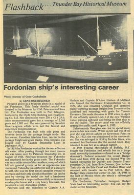 Fordonian ship's interesting career