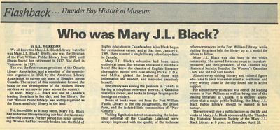 Who was Mary J. L. Black?