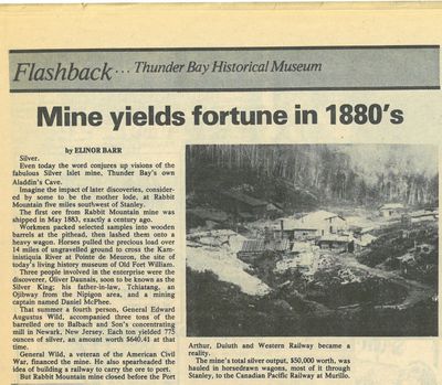 Mine yields fortune in 1880's