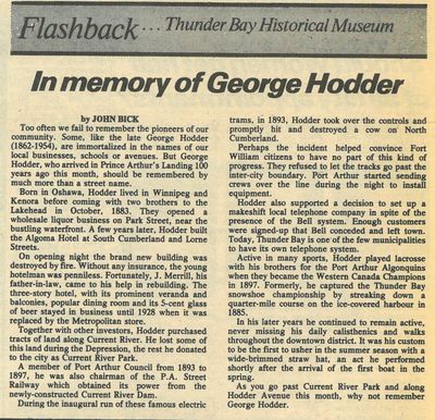 In memory of George Hodder