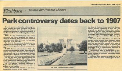 Park controversy dates back to 1907