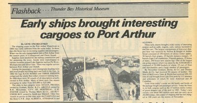 Early ships brought interesting cargoes to Port Arthur