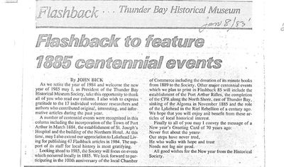 Flashback to feature 1885 centennial events