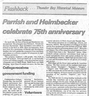 Parrish and Heimbecker celebrate 75th anniversary