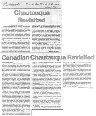 Chautauqua Revisited / Canadian Chautauqua Revisited