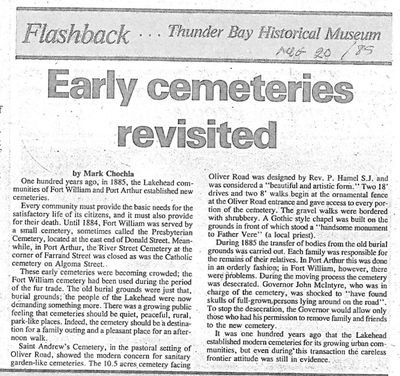 Early cemeteries revisited