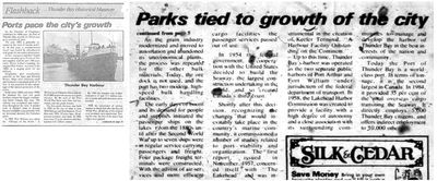 Ports pace the city's growth / Parks tied to growth of the city