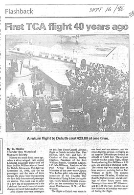 First TCA flight 40 years ago