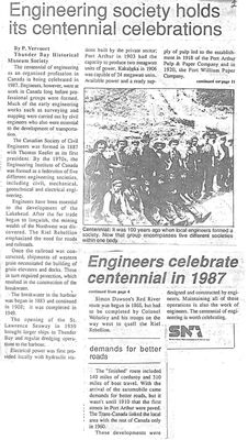 Engineering society holds its centennial celebrations / Engineers celebrate centennial in 1987