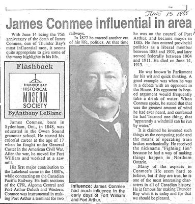 James Conmee influential in area