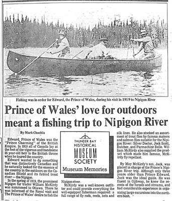 Prince of Wales' love for outdoors meant a fishing trip to Nipigon River