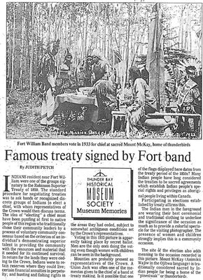 Famous treaty signed by Fort band