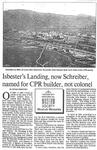 Isbester's Landing, now Schreiber, named for CPR builder, not colonel