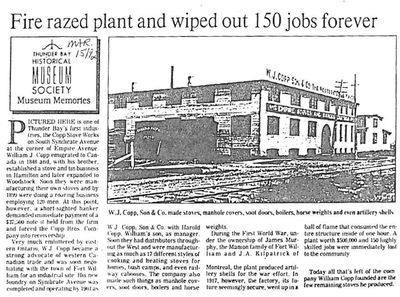 Fire razed plant and wiped out 150 jobs forever