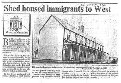 Shed housed immigrants to West