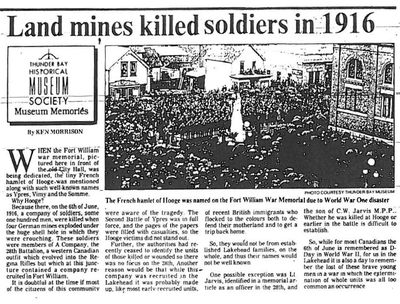 Land mines killed soldiers in 1916