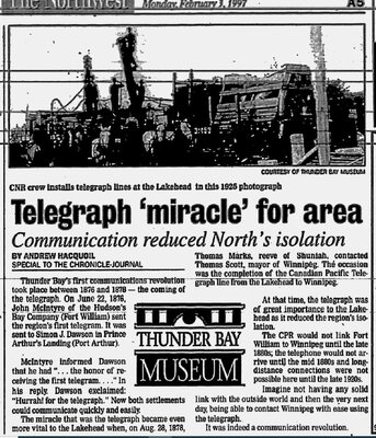 Telegraph 'miracle' for area