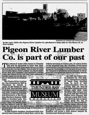 Pigeon River Lumber Co. is part of our past