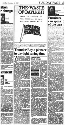 Thunder Bay a pioneer in daylight saving time