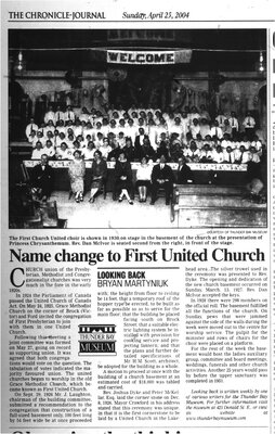 Name change to First United Church