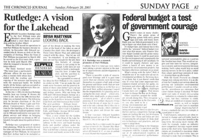 Rutledge: A vision for the Lakehead