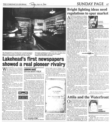 Lakehead's first newspapers showed a real pioneer rivalry