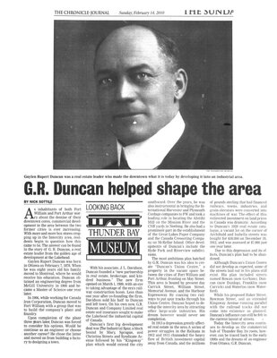 G. R. Duncan helped shape the area