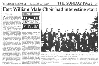 Fort William Male Choir had interesting start