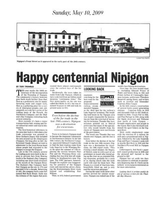 Happy centennial Nipigon