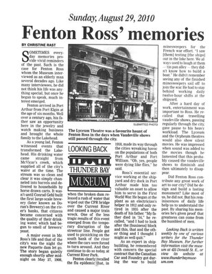 Fenton Ross' memories