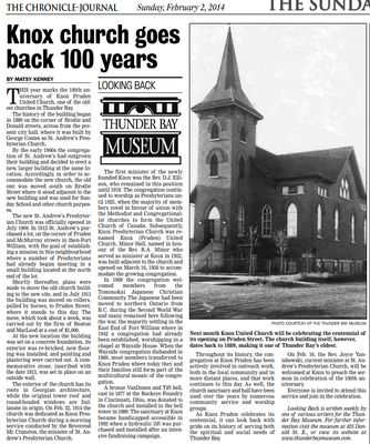 Knox church goes back 100 years