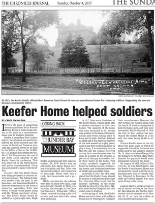 Keefer Home helped soldiers