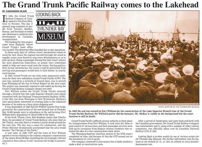 The Grand Trunk Pacific Railway comes to the Lakehead