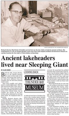 Ancient lakeheaders lived near Sleeping Giant