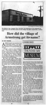 How did the village of Armstrong get its name?