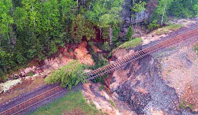 Washout near Rainy River