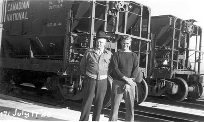 Men in Front of CNR Cars (July 17, 1945)