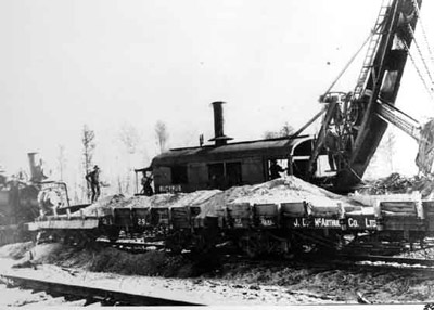 T.C.R. Construction - Steam Shovel Loading the Boxcars