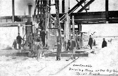 Driving Piles at the Big Bridge - Rainy River