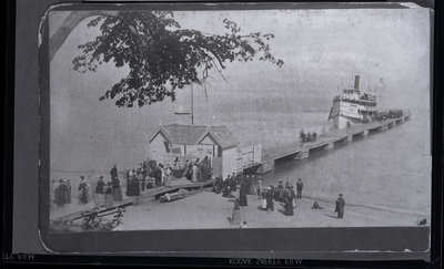 Pier, Steamer and Crowds Negative