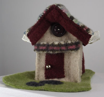 Cottage, 2013, Felted Sweaters, Buttons, and Lace.