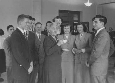 Agnes Macphail with young supporters